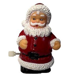 Wind Up Santa Claus Toy With Moving Legs Walking Vintage Holiday Decor